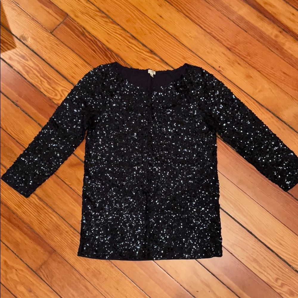 J Crew Factory Navy Sequin Top XS